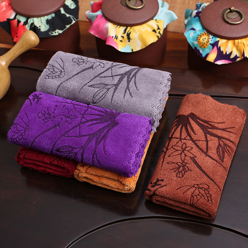 Tea towel wholesale thickened absorbent tea towel tea table cleaning cloth square towel can be customized logo pot towel independent packaging