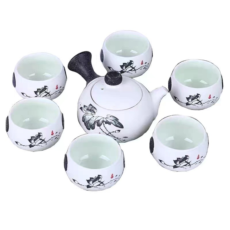 Complete set of teacup snowflake glaze tea set kung fu tea set ceramic creative small gift teapot Dehua wholesale portable