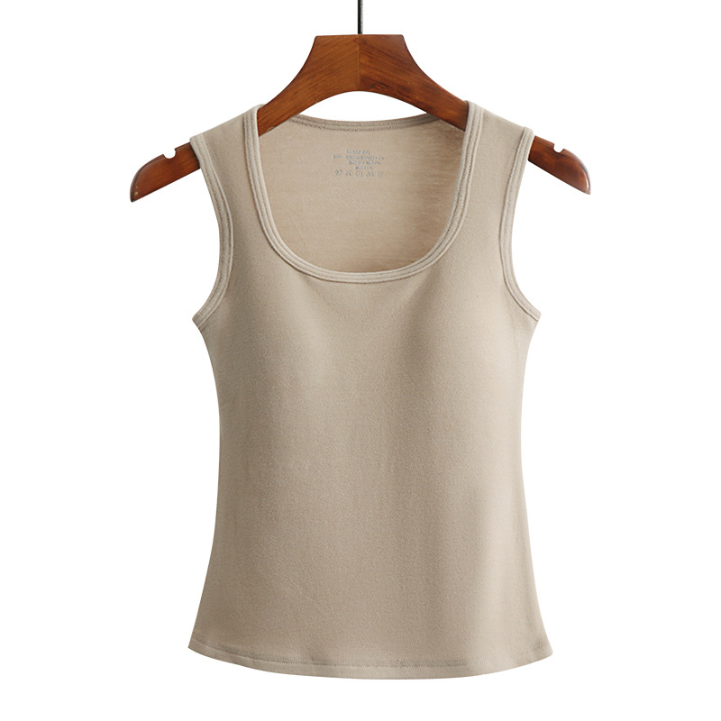 Autumn and Winter New Tight-Fitting Thermal Intimates with Breast Pads, One-Piece Inner Velvet Women's Vest, Heated Velvet Vest for Women