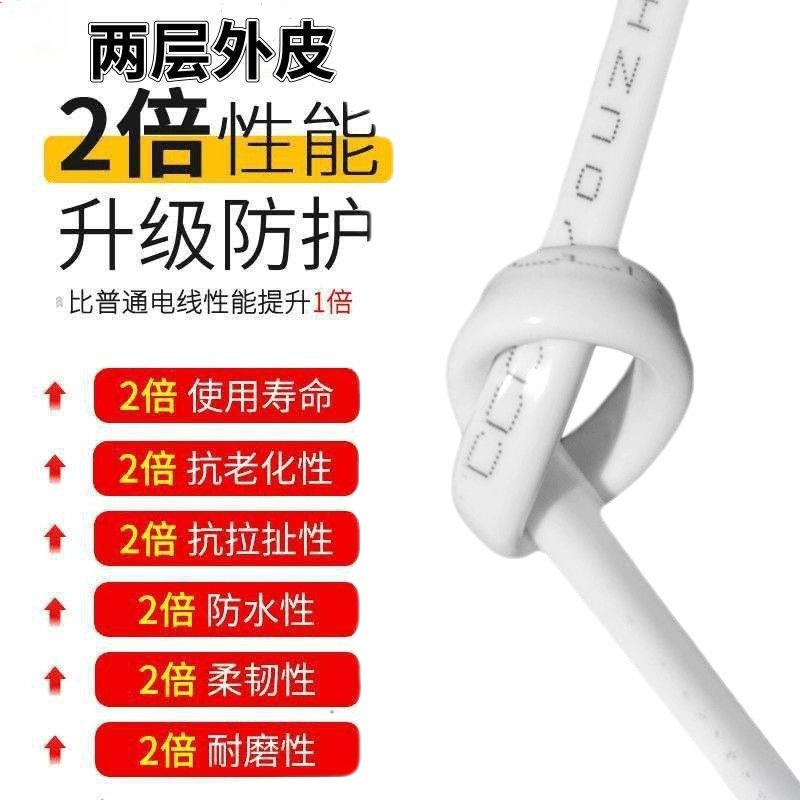 Outdoor Wire Core/Square Sheathed Wire Household Multi-Strand Soft Core Power Monitoring Line Lighting Lamp Holder Line Factory Standard Line