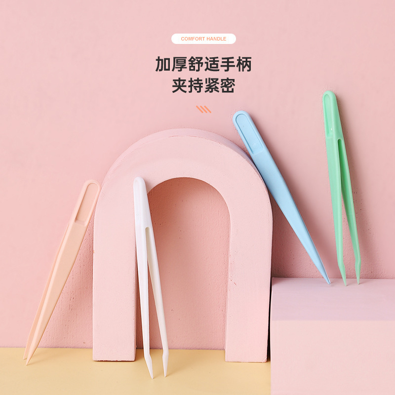 11cm Colorful Straight Head Hand Account Clip Plastic Bag Sticker Guka Tweezers Plastic Tweezers Hard Tweezers