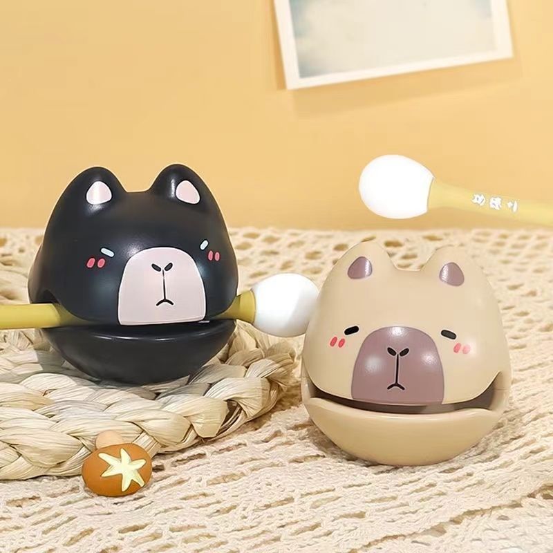 Cartoon Cute Capybara Decompression Wooden Fish Knocking Music Healing Mood Office Desk Decoration Toy Knocking Pendant