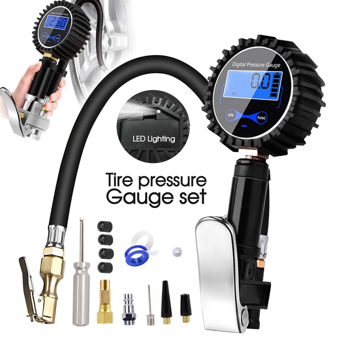 Digital Display precision tire pressure gun tire pressure gauge inflatable gun tire detection tire pressure gauge