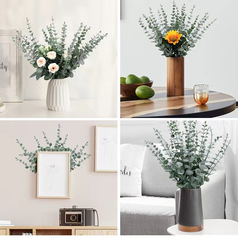 Cross-border artificial eucalyptus leaf stem eucalyptus leaf green branch decoration home decoration wedding green plant wholesale