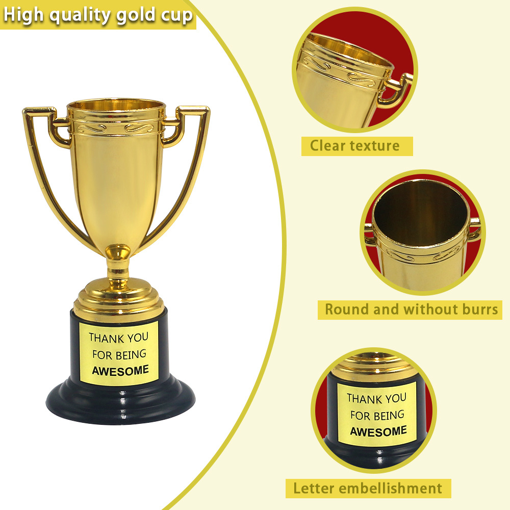 Cross-border Gold Label Awards Trophy Kidsren's Plastic Small Trophy Mini Kindergarten Competition Reward Toys Wholesale