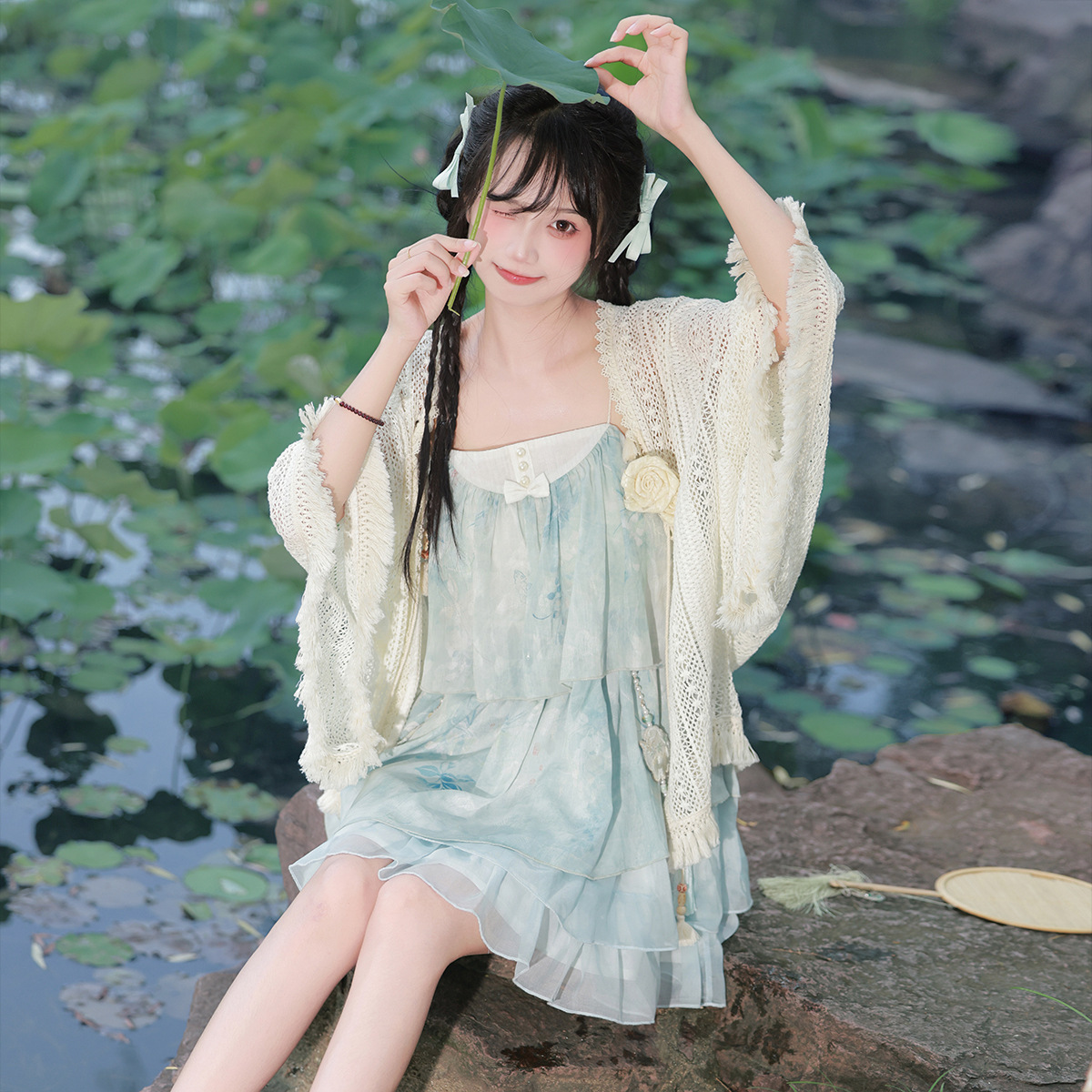 Original Design Haiyan Girl Hanfu Women's Chinese Style Improved Han Elements Shawl Sling Skirt suit 7131