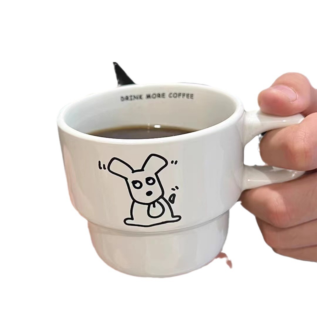 Stacking Cup Ceramic Mug Puppy Creative Coffee Cup Customized with Pictures Household Ceramic Cup High-value Water Cup