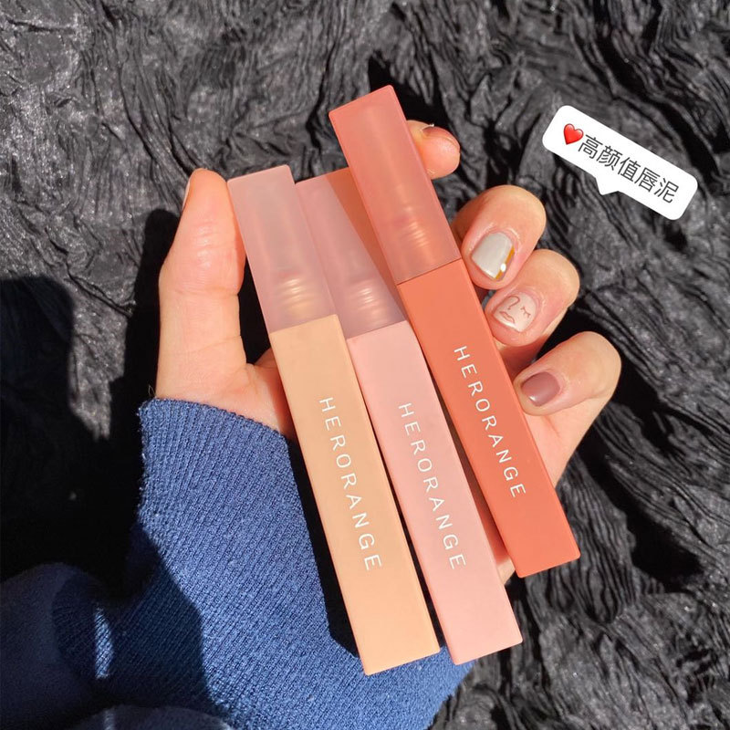 Herorange Цветной дневник губ, доступная губная глазурь, маленькая квадратная трубка