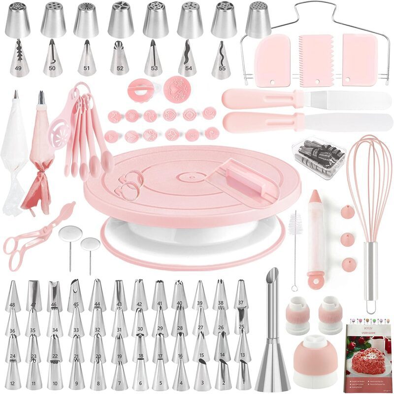 Cross-Border 137-Piece Set of Cake Turntables, Cake Decorating Cream Piping Nozzles, Tpu Piping Bags, Cake Turntables