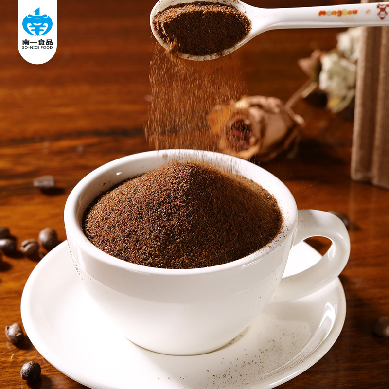 Source factory commercial instant coffee powder baked pure black coffee high because of cold extraction freeze-dried coffee powder raw materials wholesale