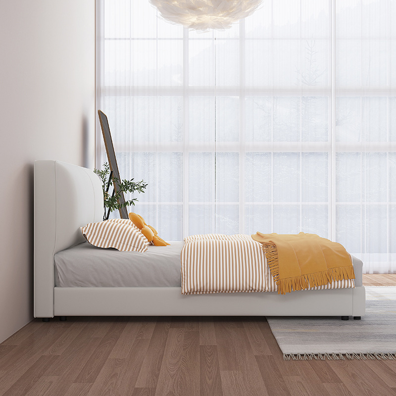 Оптовая продажа, кровать для небольшой квартиры, кожаная кровать, современная простая кровать с ящиками, итальянская минималистичная двуспальная мягкая кровать