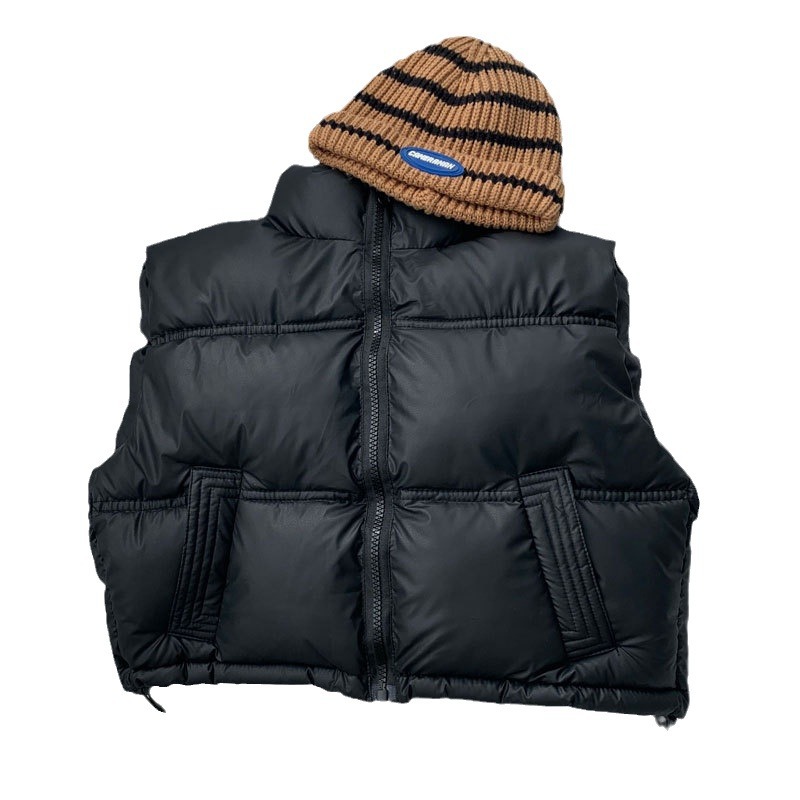 New Autumn and Winter Kidsren's Stand-Up Collar down Jacket Vest for Boys and Girls, Medium and Large Kidsren's Casual Thickeneded Lambskin Vest