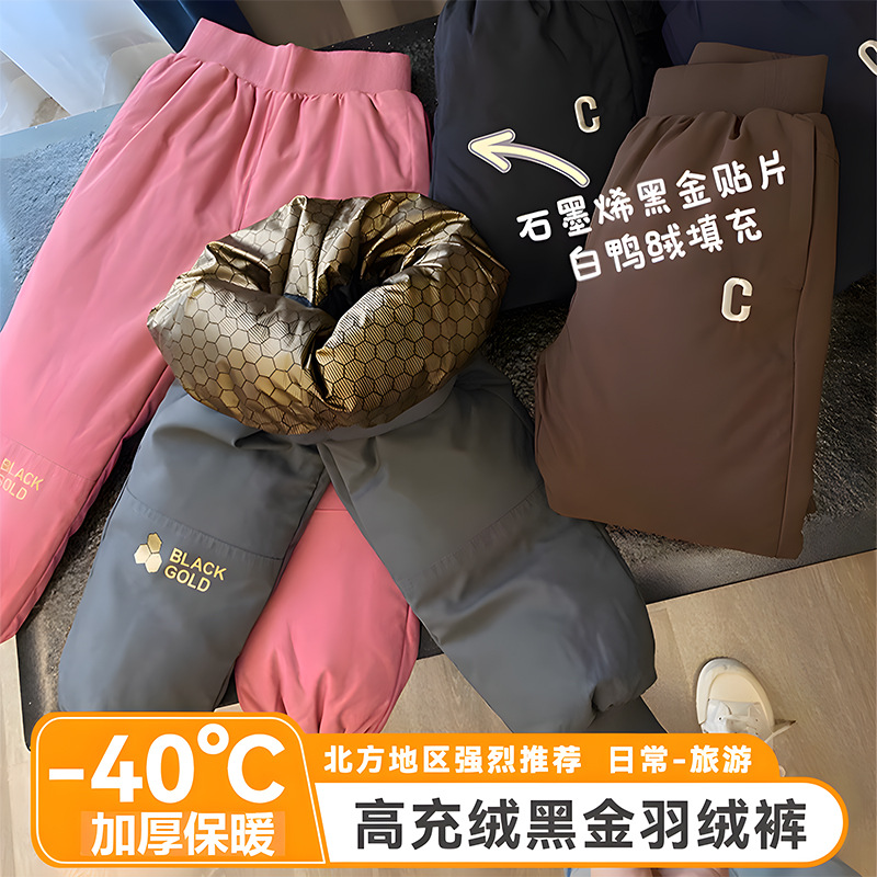Детские утепленные брюки для мальчиков, зимние, черные и золотые, для больших детей