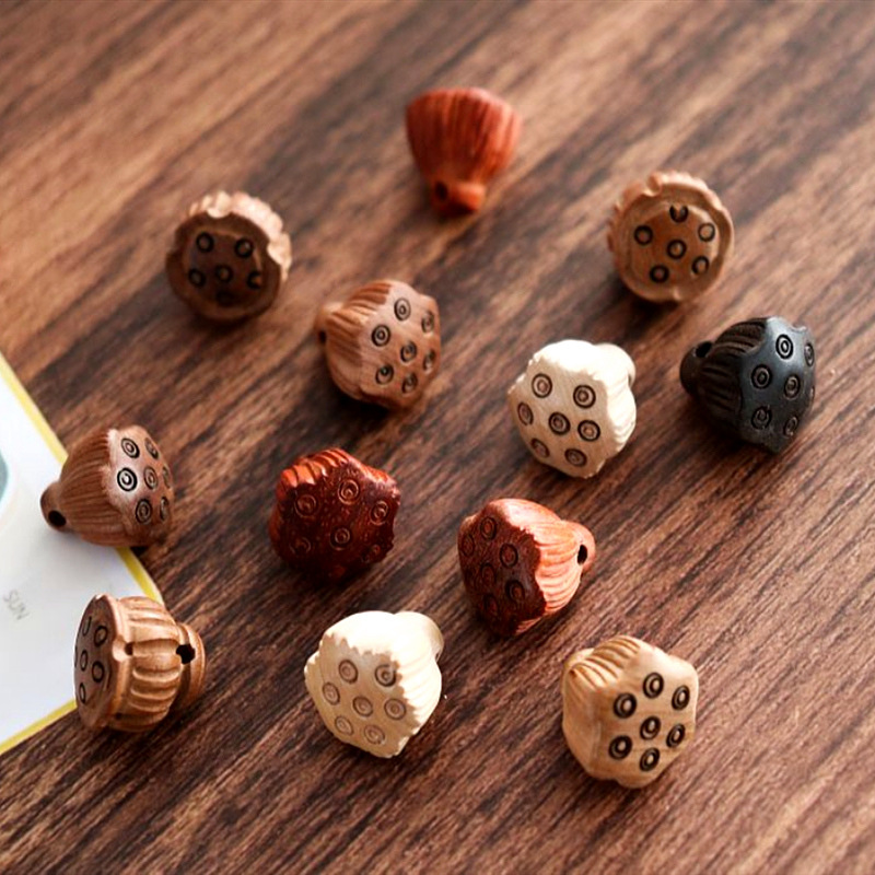 Peach Wood hand carving diy material accessories Feicheng baby ornaments car keychain Wenwan pendant ethnic style lotus