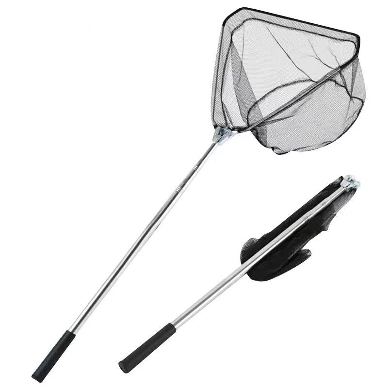 Stainless steel folding copy net road copy net telescopic rod fishing net pocket telescopic folding copy net fishing gear wholesale