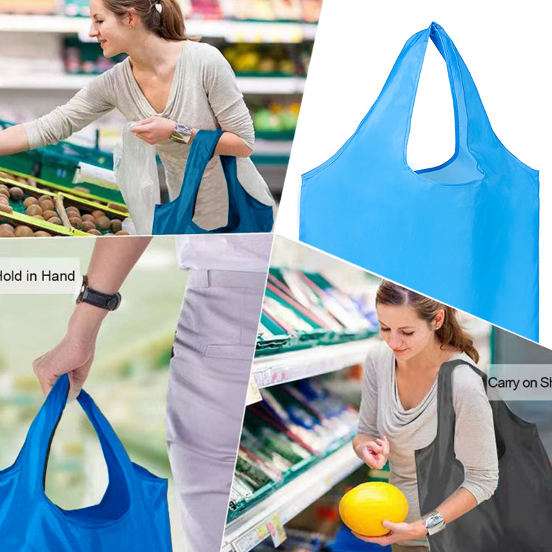Factory spot multi-color supermarket shopping bag wholesale 210T polyester thickened foldable eco-friendly handbag advertising bag