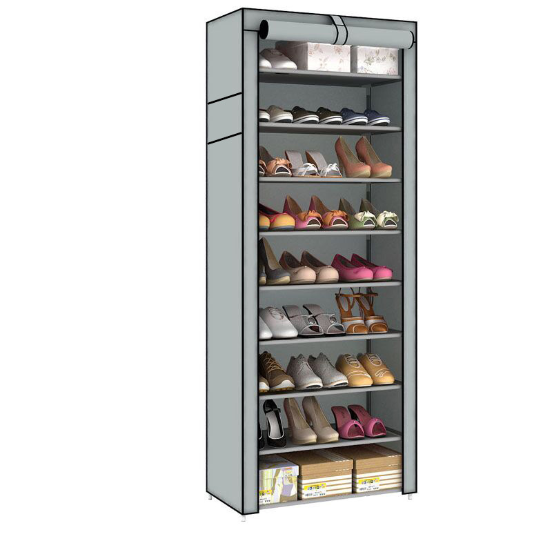 [Direct Supply from Manufacturer] Simple Dustproof Shoe Rack with Fabric Cover for School Dormitory Storage, Multi-Layer Steel Pipe Shoe Cabinet Dustproof Storage