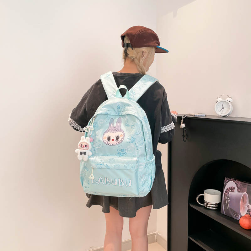 New Backpack Female High School Student Schoolbag Trendy Cartoon Rab Cloth Backpack Fashion Outgoing Casual Backpack