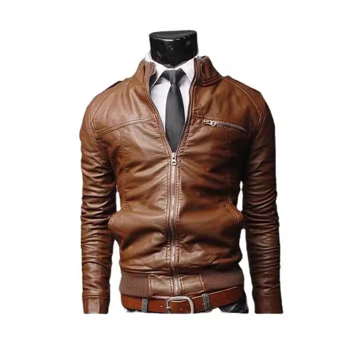 Cross-border supply AliExpress autumn and winter Korean men's motorcycle leather jacket men's leather jacket men's leather