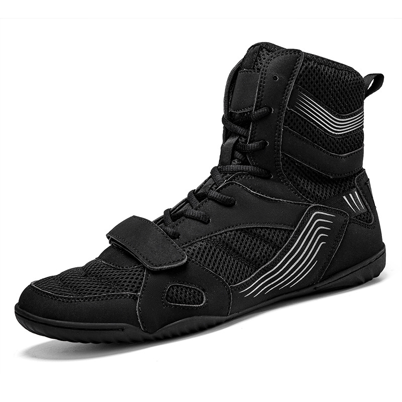Boxing Shoes Men's and Women's Sanda Shoes Fighting Wrestling Shoes Fall Short-fall Boots Long Boots Beef Sole Wear-resistant Sole Boxing Shoes