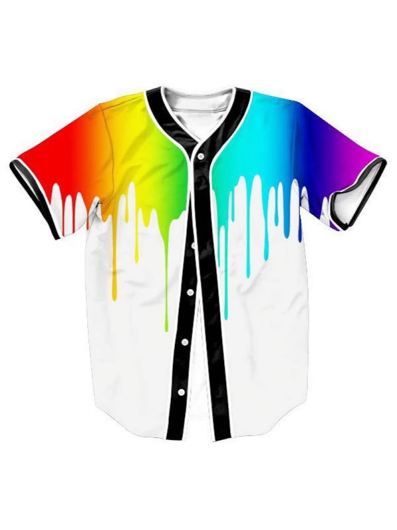 Summer Men's Baseball Uniforms Are Loose and Casual with Printed Letters and Team Numbers. the Cardigans Support Customization According to Drawings