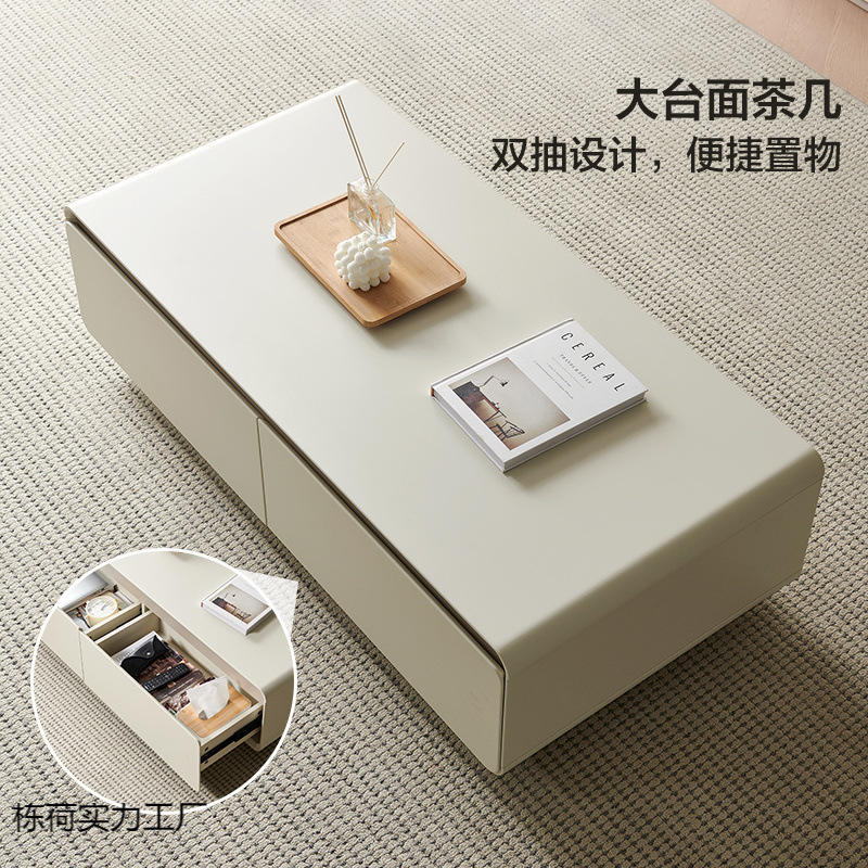 Light Luxury Home Coffee Table Tv Cabinet Combination Simple Modern Cream Style Tv Cabinet Floor Sofa Living Room Coffee Table