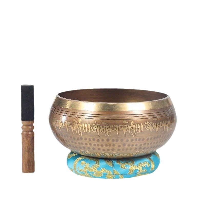 Nepalese Singing Bowl Yoga Meditation Buddhist Sound Bowl Xizang Singing Bowl Six-Character Mantra Bowl Copper Bowl Handmade Musical Instrument