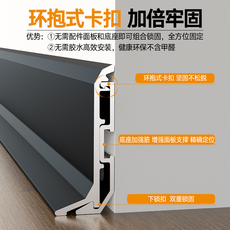 Aluminum alloy skirting line ultra-thin snap-in extremely narrow sticker line 6cm8cm metal stainless steel minimalist foot line