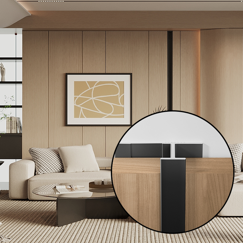 Wall panel closing strip wood veneer aluminum alloy closing strip 8mm plate carbon crystal plate I-line integrated wall decoration color