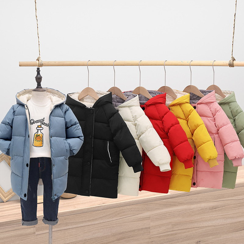 2023 New Children's Cotton-Padded Jackets, Mid-Length for Boys, Winter Korean-Style Cotton Coats for Girls, Thickened Clothing for Babies