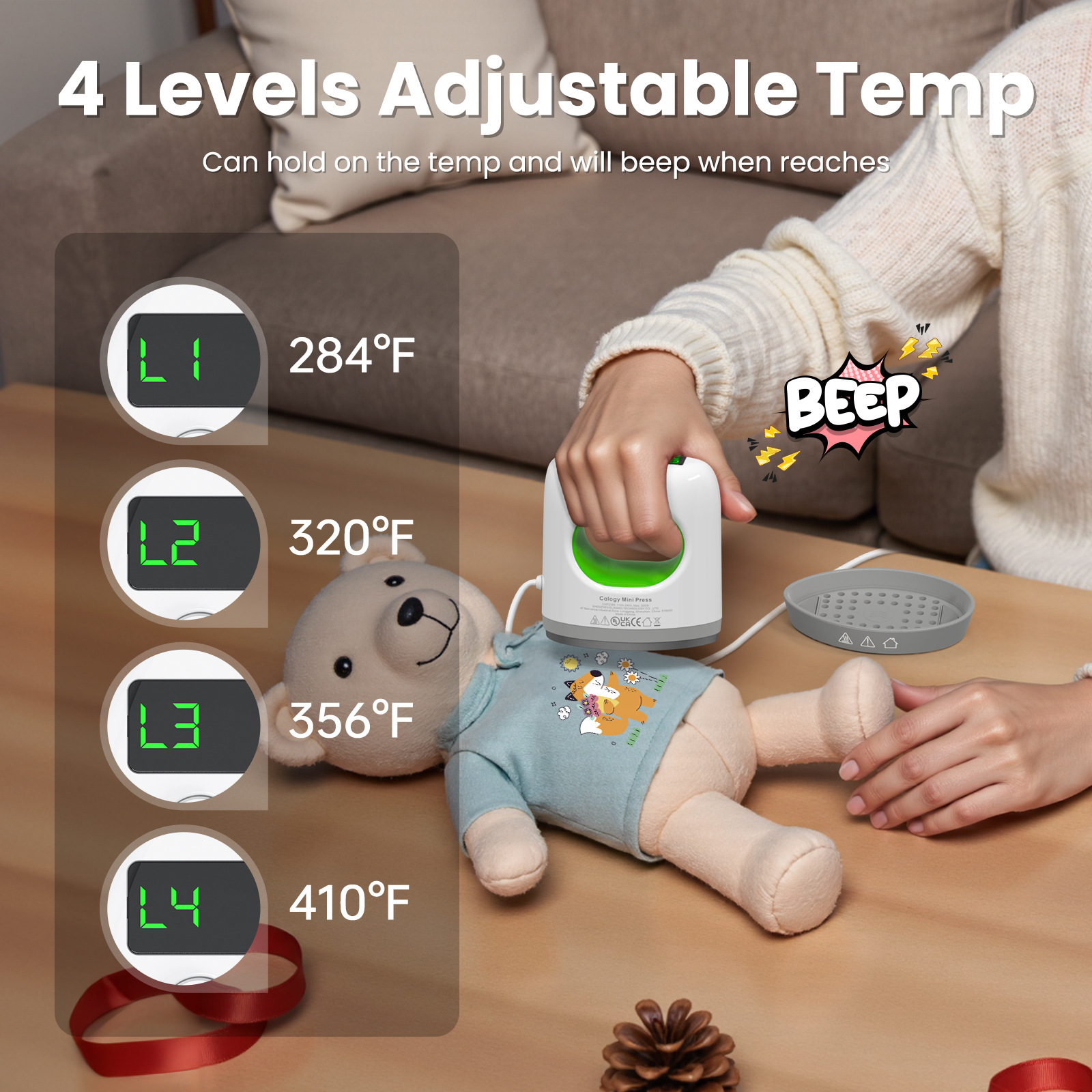 Mini Heat Transfer Machine, Convenient Handheld Iron, Small Heat Transfer Machine, 4-Speed Temperature Control T-Shirt Printing Heat Transfer Machine