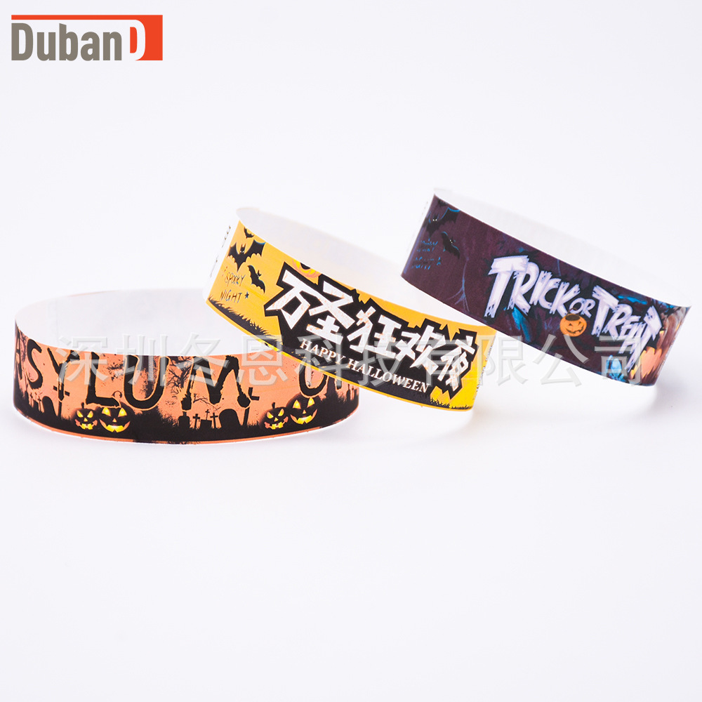 Disposable Bracelet Dupont Customized Ticket Synthetic Paper Christmas Halloween Day Waterproof Party Event Admission Ticket