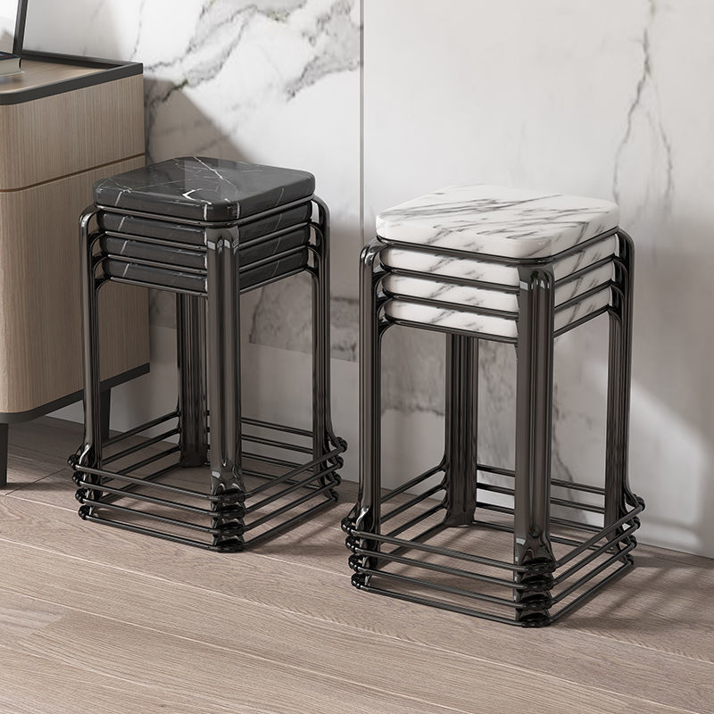 Modern Minimalist Wrought Iron Square Stool, Fast Food Stool, Thickened Wrought Iron Set Stool, Dining Table Stool, Storage Stool, Reinforced Iron Stool, Household Stool