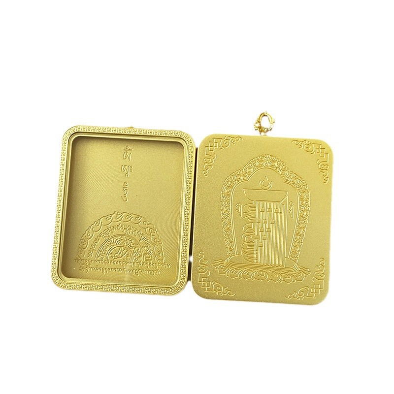 New Xizang Titanium Steel Frosted Thangka Kagu Box 4 × 5 Pendant Ten-phase Free from Vajra Pestle Small Thangka Empty Box