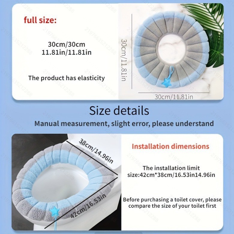 Toilet Seat Cushion Winter Thickeneded Toilet Cover Four-Season Universal Household Toilet Seat Toilet Gasket Knitted Toilet Seat