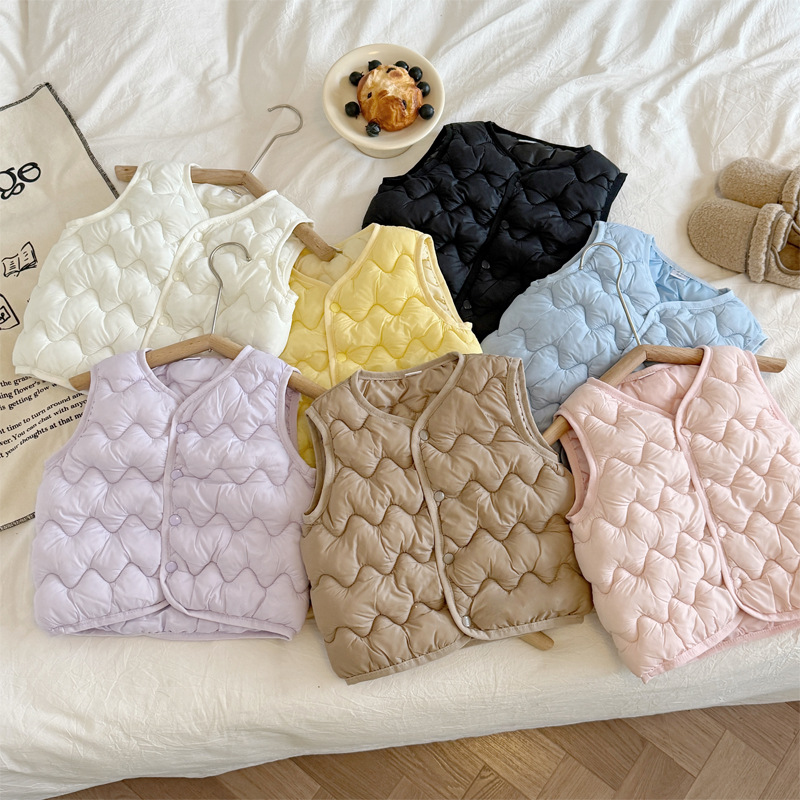 Children's down Cotton Vest Baby Autumn and Winter New Vest Boys and Girls Vest Small and Medium-Sized Kidsren Spring & Fall Outer Vest