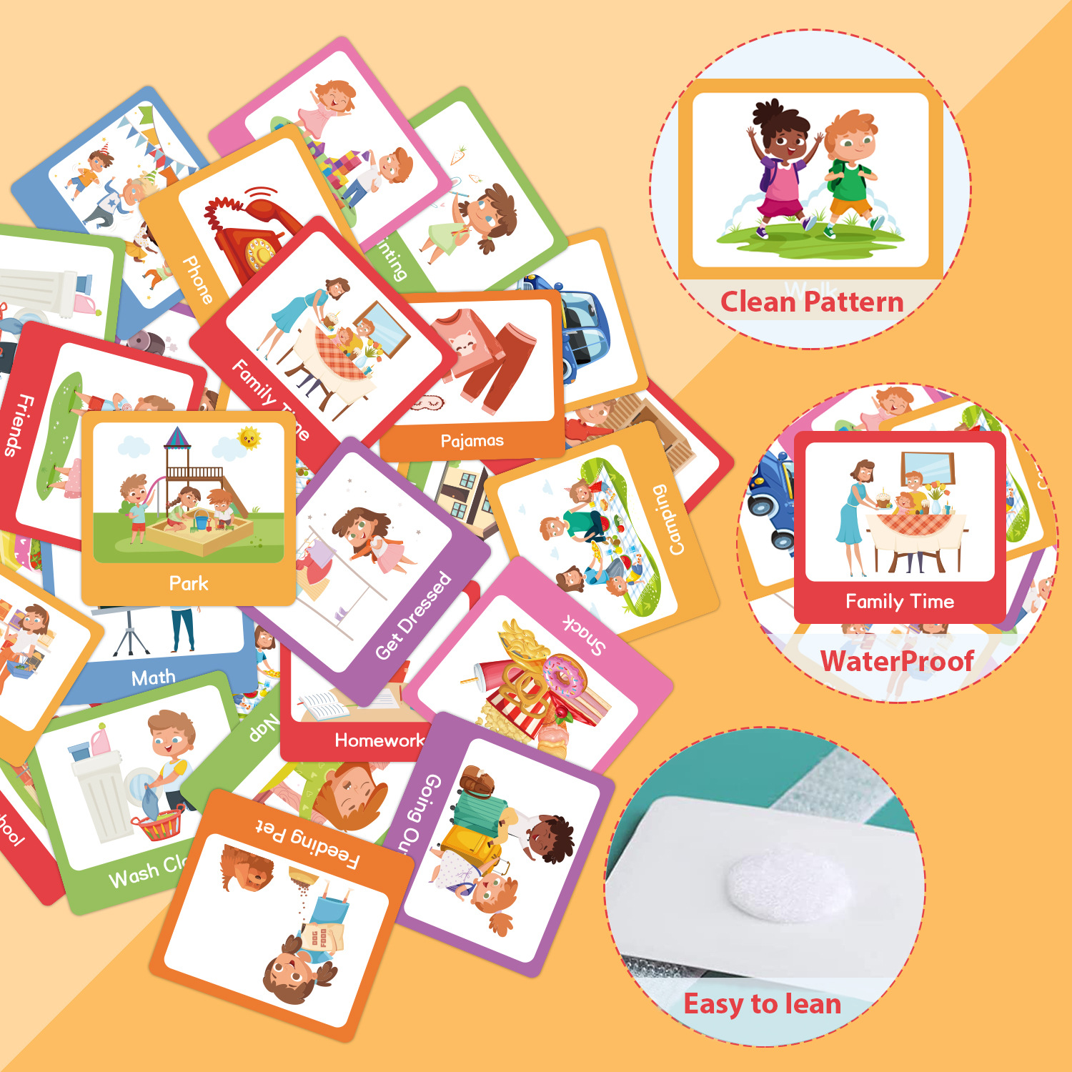 Cross-border children's visual time chart non-verbal communication visual auxiliary schedule planning Daily card