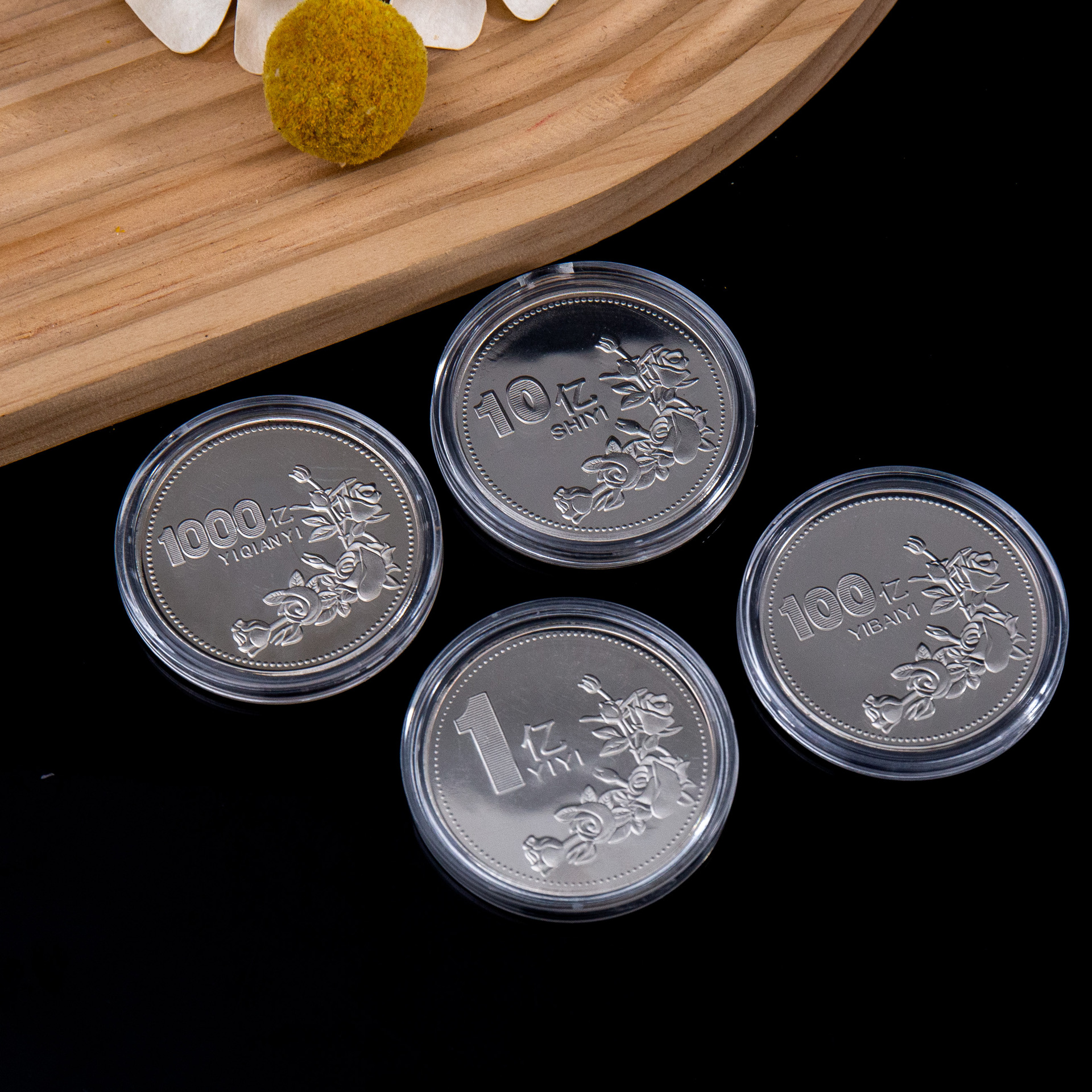 Small Goal Commemorative Coins, Gold Coins, Ornaments, Silver Coins, Roses, 100 Billion, 100 Billion, 100 Billion, Ready for Customization