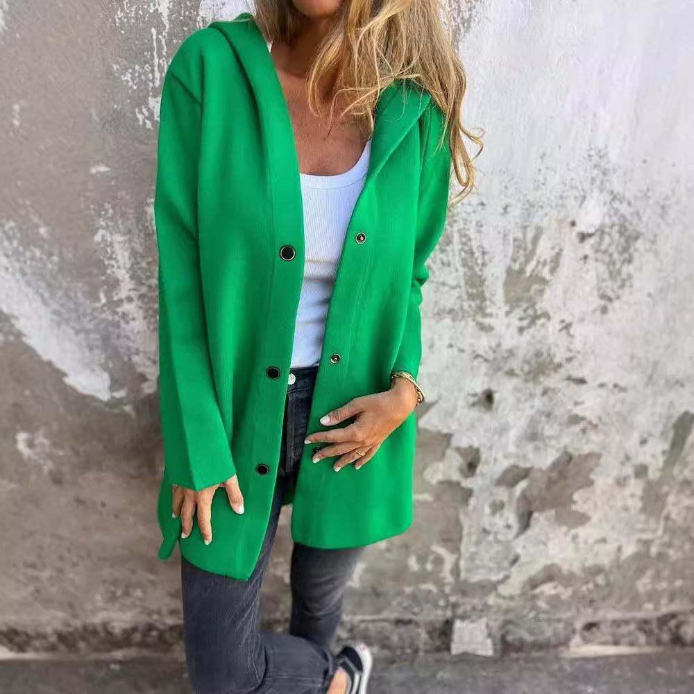 Cross-border Europe and the United States 2025 autumn and winter new Amazon AliExpress hot fashion long sleeve solid color coat women's clothing