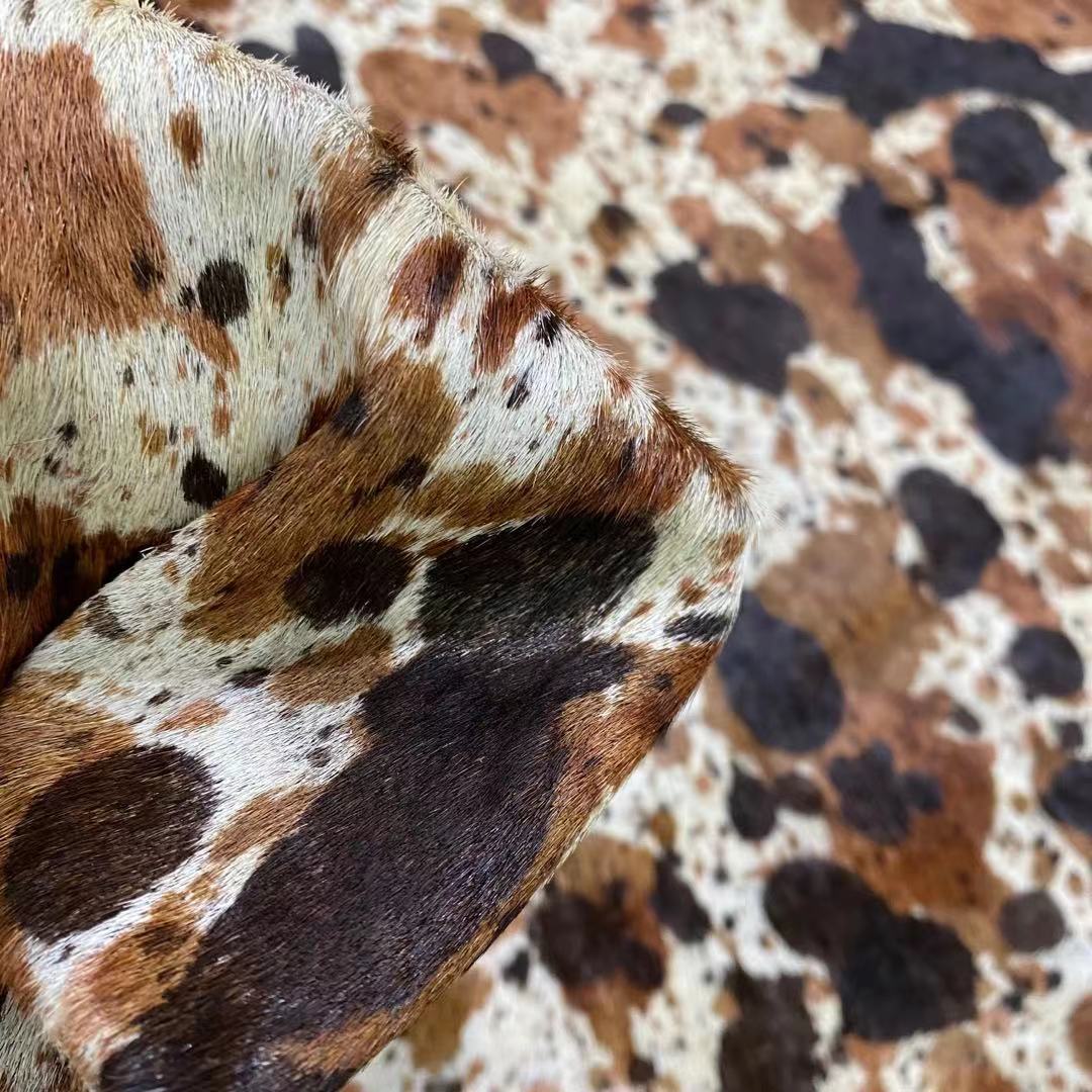 Horse Fur Leather Cow Bag Shoes and Boots Raw Material Color Brown Flower Calf Leather Leather Fur One