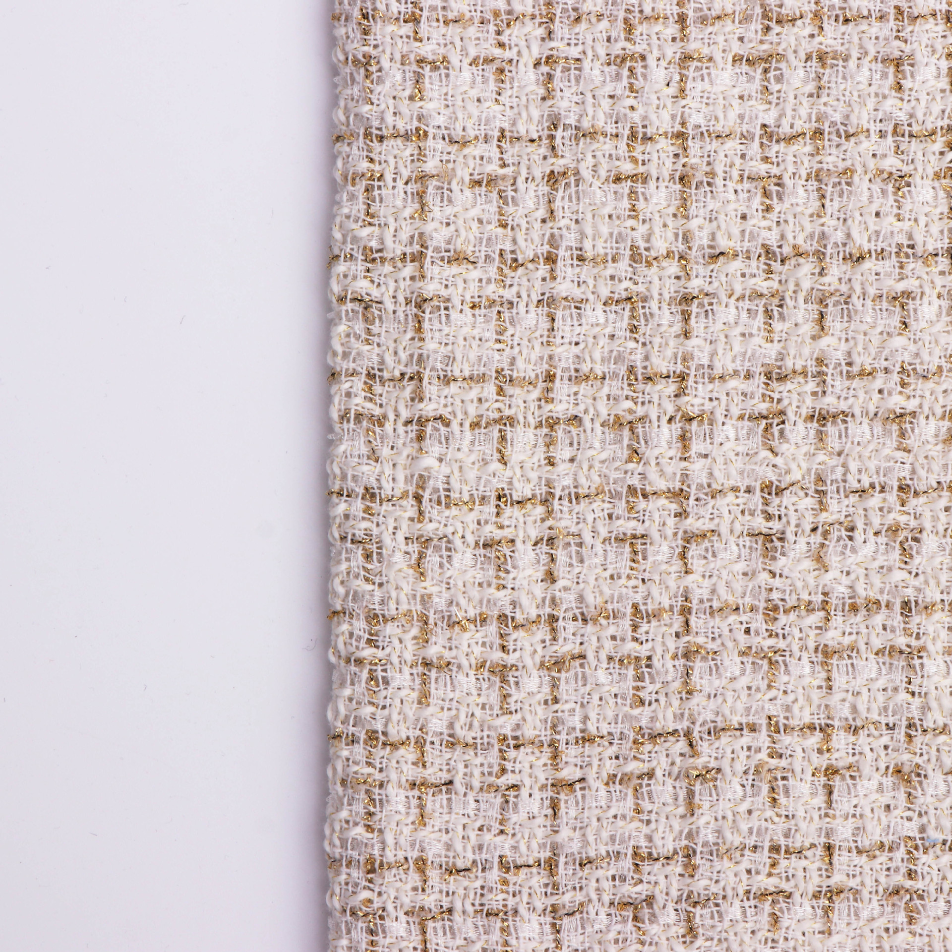 Fashionable high-end black and white gold silk Chanel style Korean style tweed fabric plaid woolen suit coat fabric wholesale