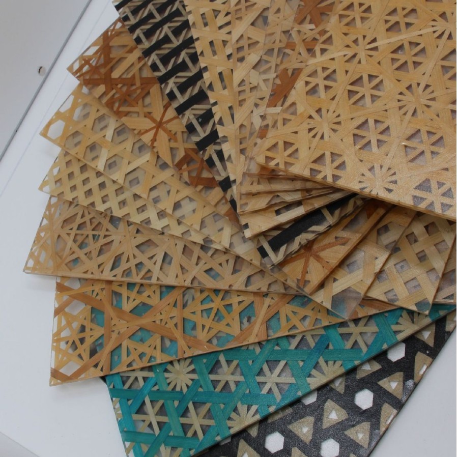 Bamboo Woven Grid Partitions, Interior Decoration Background Wall Panels, Acrylic Organic Glass Panels, Interior Light-Transmitting Partitions