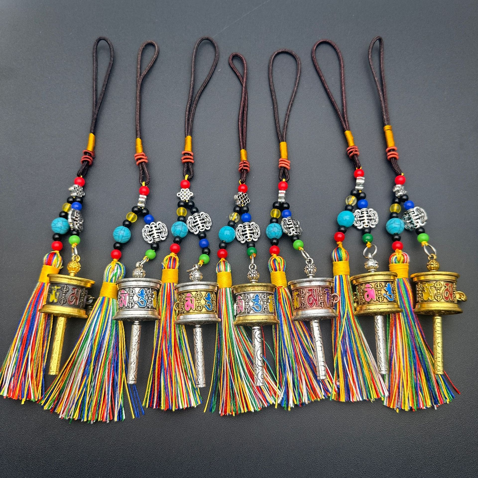 Xizang Six-Character Mantra Prayer Wheel Keychain Luggage Pendant Factory Wholesale Mini