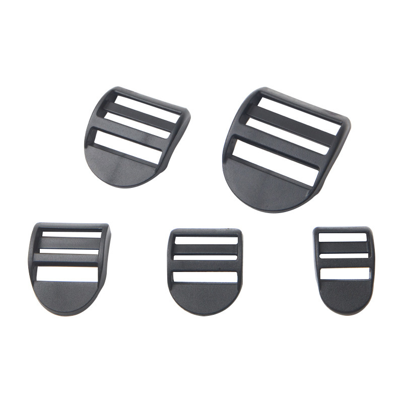 Hardware Luggage Buckle Pom Black Plastic Trapezoidal Adjustment Backpack Schoolbag Buckle Webbing Flat Four-Speed Mesh Button