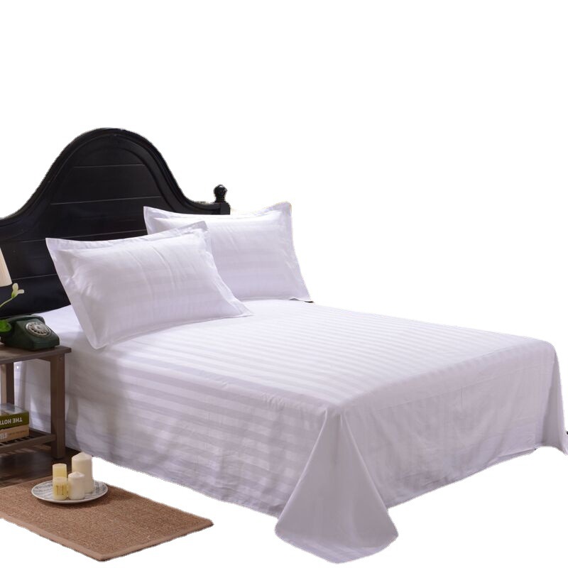 Hotel cotton satin sheet processing customization hotel bed sheet LOGO hotel name embroidered word customization