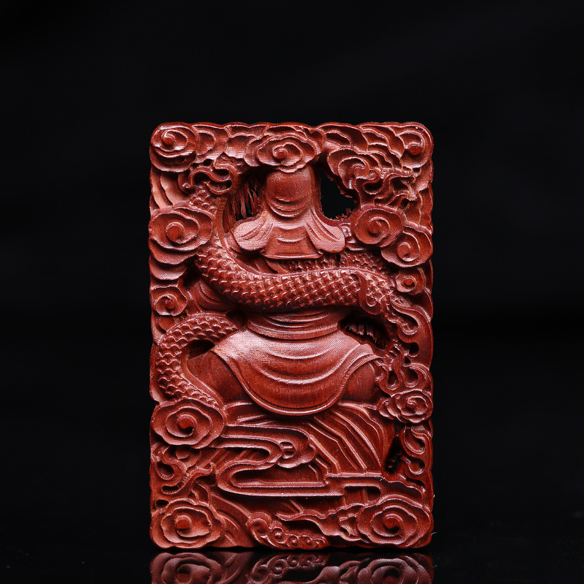 Lightning-Struck Jujube Wood Peace Amulet Guan Gong Pendant Taoist Talisman Portable Accessory Old Material Dark Color Finely Carved Handmade