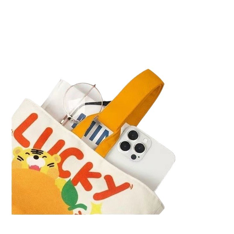 Original Satchel Bucket Bag for Going Out Ins Canvas Print Cute Print Girl Mobile Phone Bag Japanese Style Style