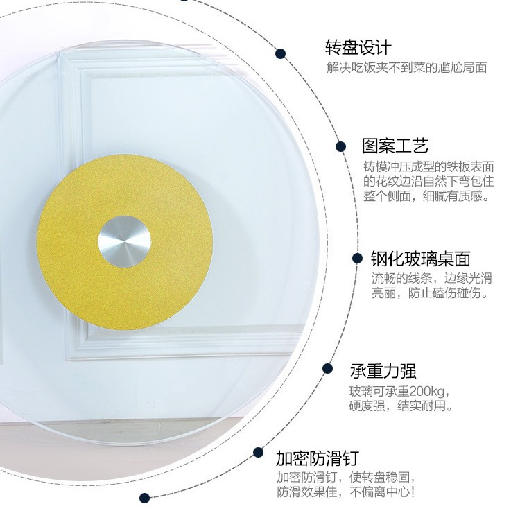 Factory wholesale hotel dining table turntable tempered glass round desktop turntable farmhouse large round table glass turntable