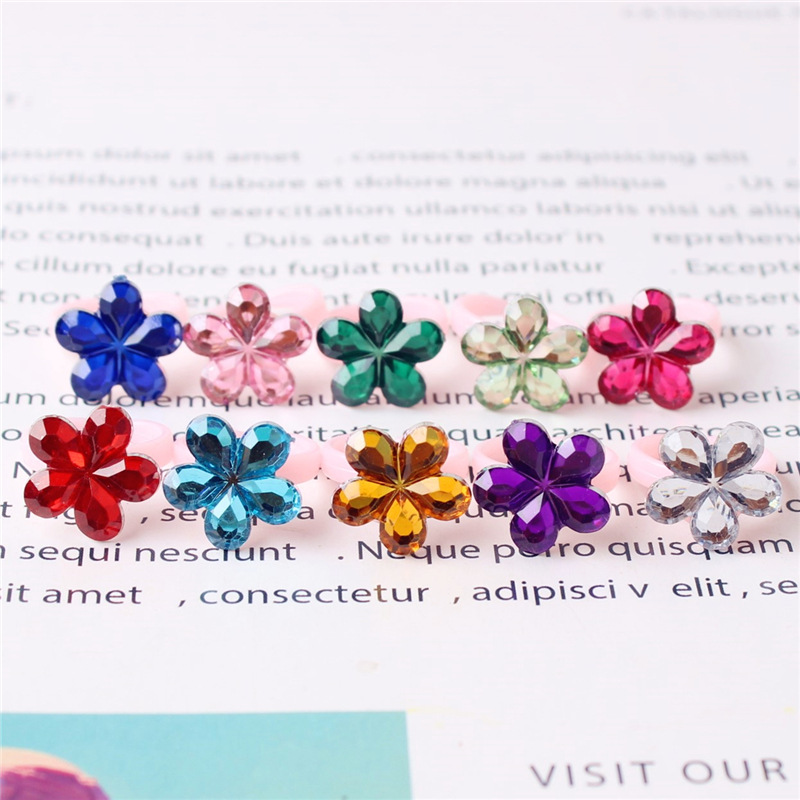 Kindergarten cute fruit shiny gem resin children's ring sweet flower bracelet cross-border little girl ring
