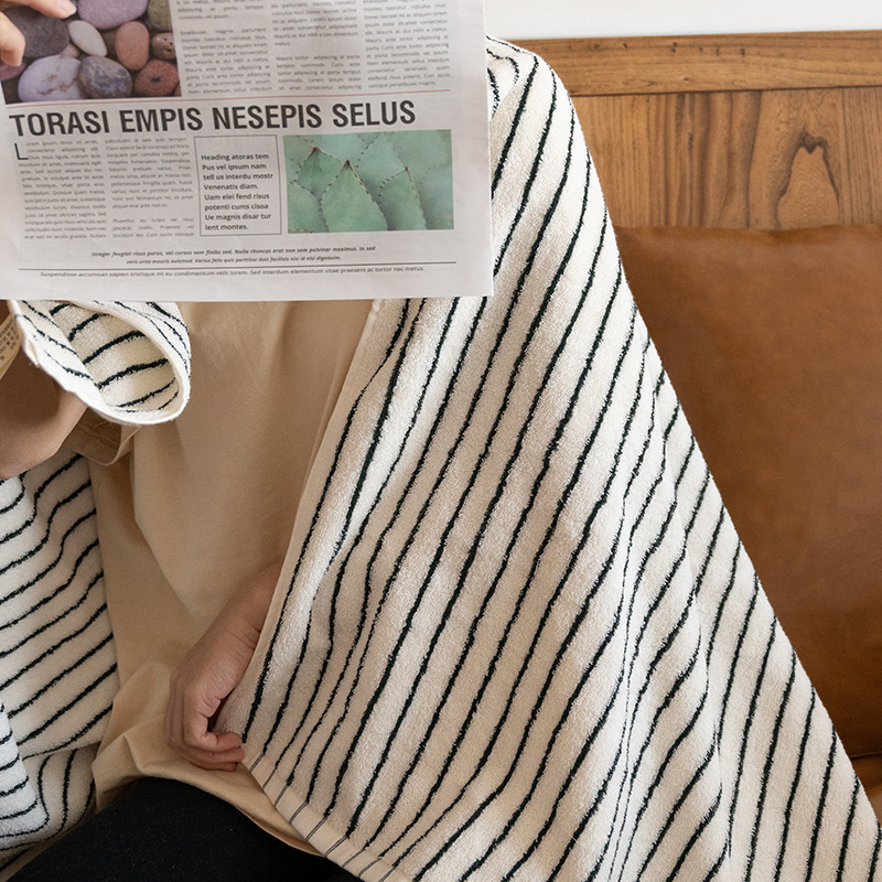 Полотенце для ванной в черно-белую полоску из чистого хлопка для женщин и мужчин простое винтажное